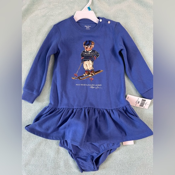 NWT Polo Ralph Lauren Baby Girls Polo Bear Fleece Dress and Bloomer Set 24M - Picture 3 of 8